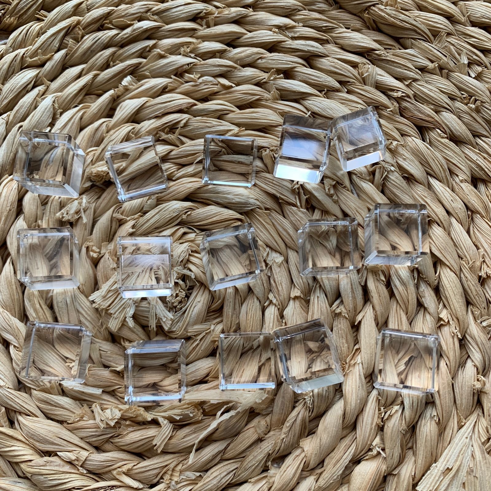 Natural Clear Quartz Cube Beads – 14mm | Set of 2