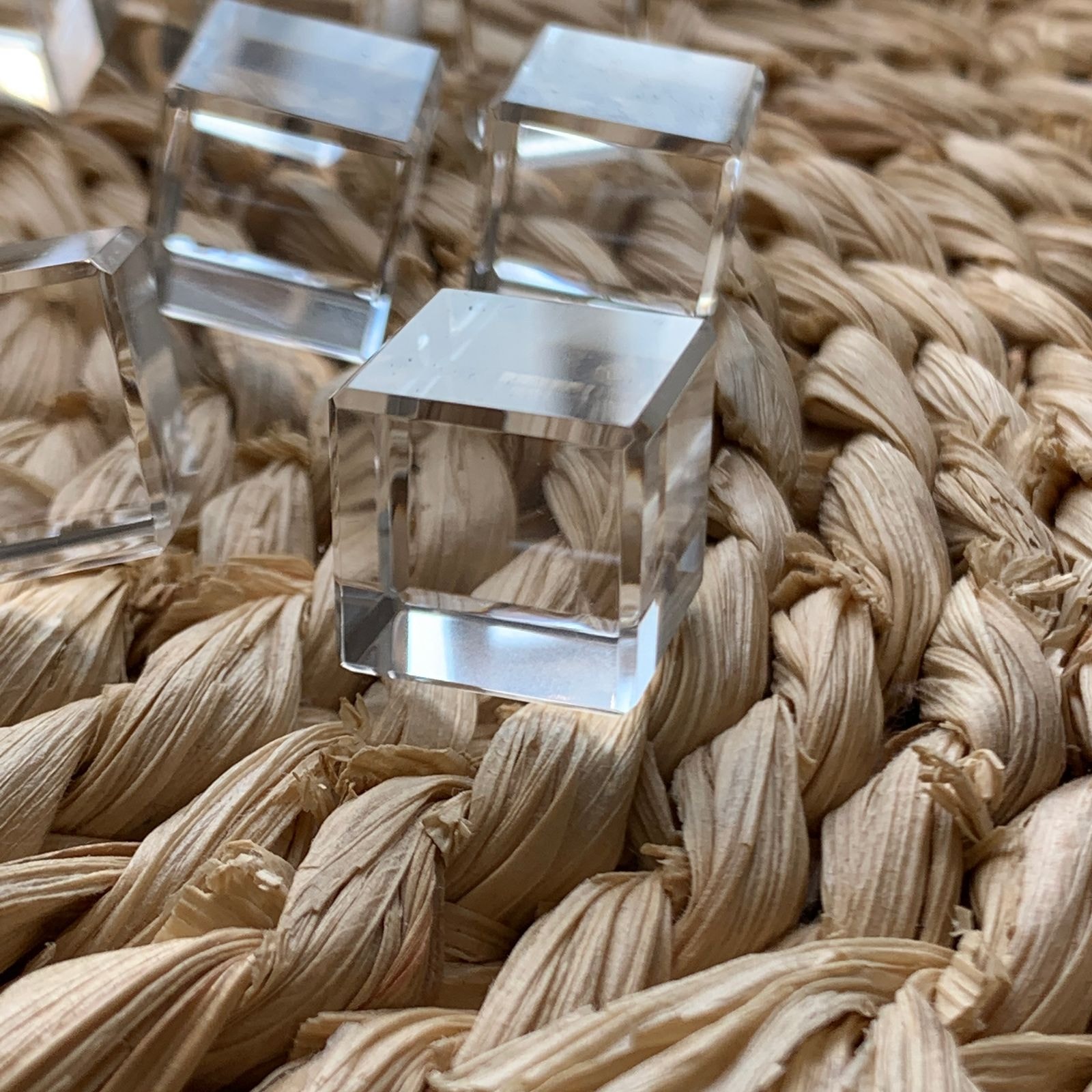 Natural Clear Quartz Cube Beads – 14mm | Set of 2