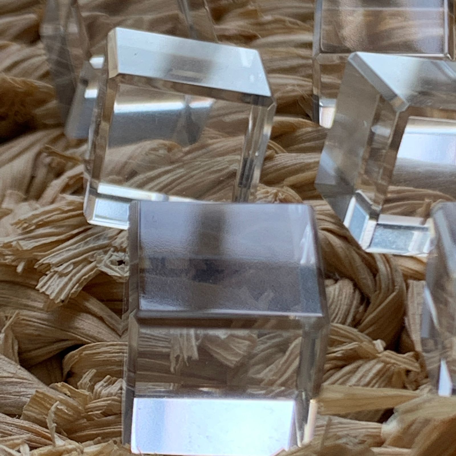 Natural Clear Quartz Cube Beads – 14mm | Set of 2