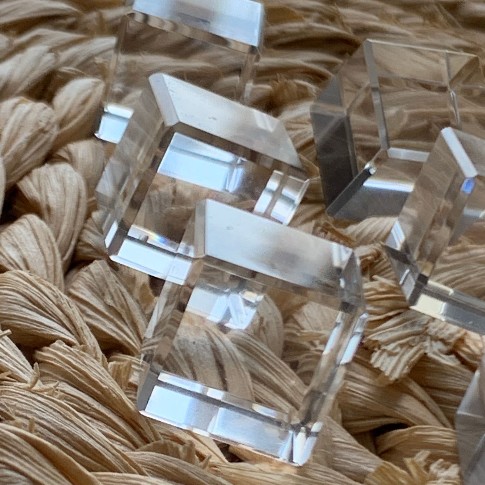 Natural Clear Quartz Cube Beads – 14mm | Set of 2