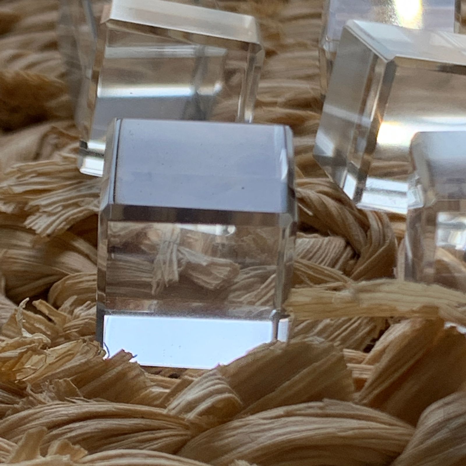 Natural Clear Quartz Cube Beads – 14mm | Set of 2