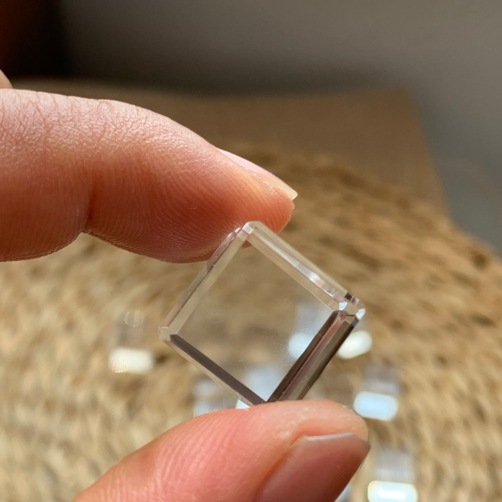Natural Clear Quartz Cube Beads – 14mm | Set of 2